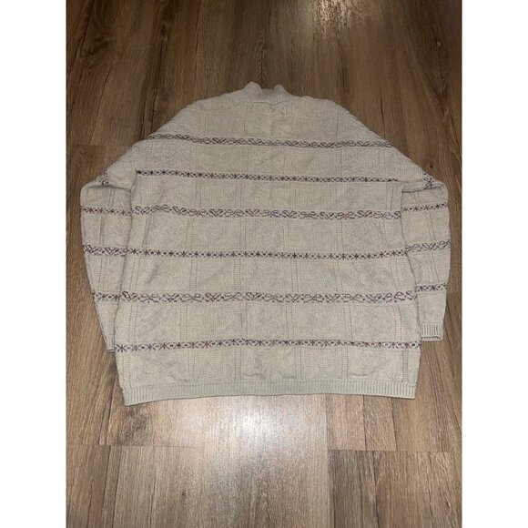 Vintage 90s Basic Editions Oversize Mockneck Tunic Sweater Lady-M Hearts Beige - Picture 4 of 5